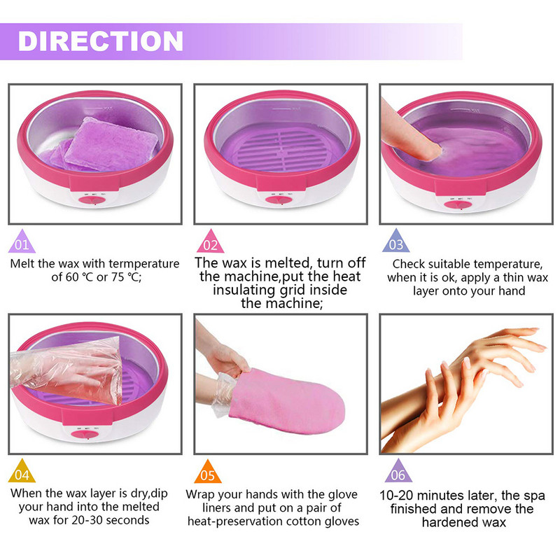 Topliji aparat za vosak Grijač parafina za ruke, stopala Spa pomlađivanje kože Pedikura Komplet za depilaciju voskom Terapeutska kupka Hidratantna s rukavicama