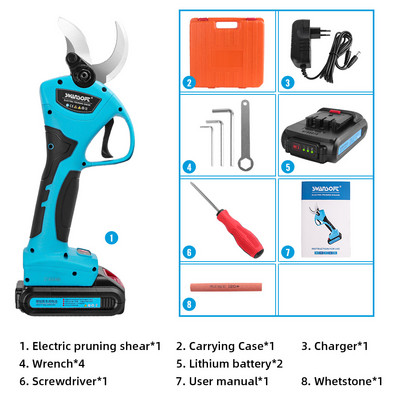 Foarfecă electrică de tundere de 40 mm, 21 V, baterie, tăietor de ramuri, reîncărcabil, 4 foarfece de tundere pentru copaci de grădină, instrument electric