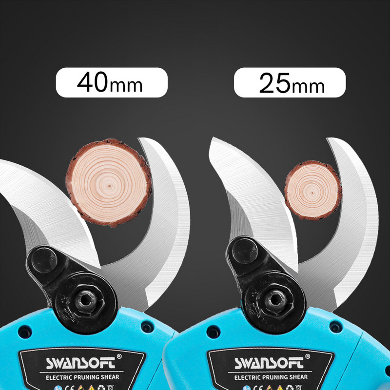 Foarfecă electrică de tundere de 40 mm, 21 V, baterie, tăietor de ramuri, reîncărcabil, 4 foarfece de tundere pentru copaci de grădină, instrument electric