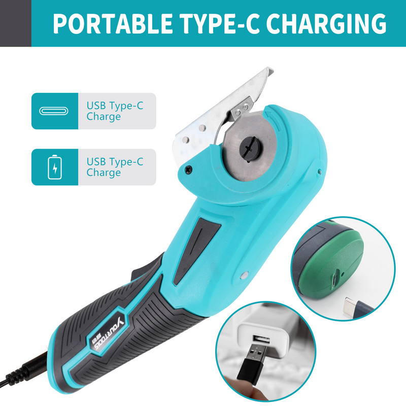 Foarfecă electrică Usb Cutter fără fir pentru baterie Covor pânză Instrument de tăiat piele PVC DIY Foarfece de cusut fără fir cu lame duble