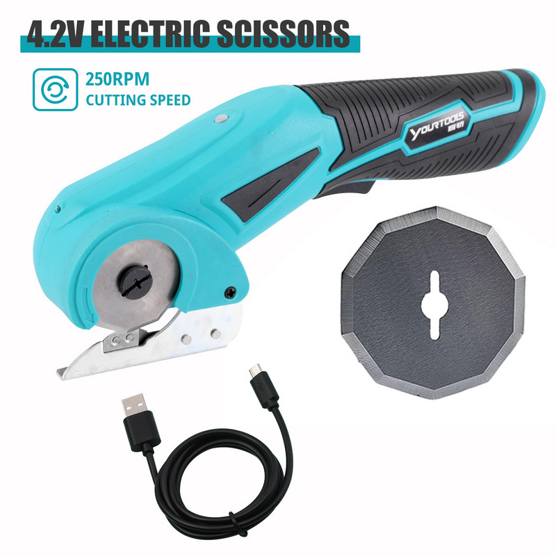 Foarfecă electrică Usb Cutter fără fir pentru baterie Covor pânză Instrument de tăiat piele PVC DIY Foarfece de cusut fără fir cu lame duble