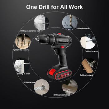 OTOOLSION Electric Drill Screwdriver Cordless Drill Wireless Power Driver 1500mAH Μπαταρία ιόντων λιθίου με εργαλειοθήκη 3/8 ιντσών