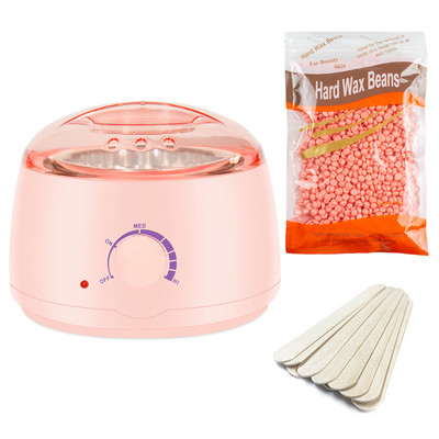 Waxing Kit Wax Warmer szőrtelenítő melegítő 100g kemény viasz babbal 10db Applikátorok Botok Paraffin Hot Wax Melegítő gép