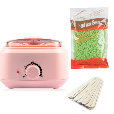 Waxing Kit Wax Warmer szőrtelenítő melegítő 100g kemény viasz babbal 10db Applikátorok Botok Paraffin Hot Wax Melegítő gép
