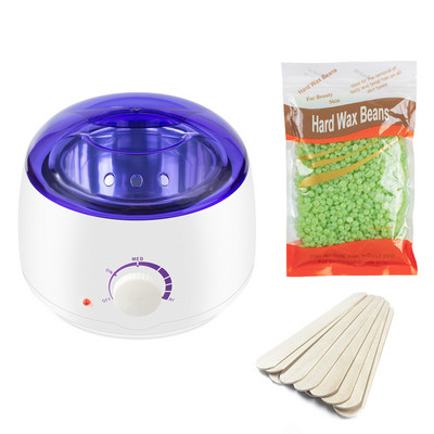Waxing Kit Wax Warmer szőrtelenítő melegítő 100g kemény viasz babbal 10db Applikátorok Botok Paraffin Hot Wax Melegítő gép