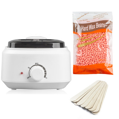 Waxing Kit Wax Warmer szőrtelenítő melegítő 100g kemény viasz babbal 10db Applikátorok Botok Paraffin Hot Wax Melegítő gép