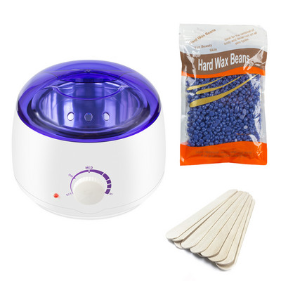 Waxing Kit Wax Warmer szőrtelenítő melegítő 100g kemény viasz babbal 10db Applikátorok Botok Paraffin Hot Wax Melegítő gép