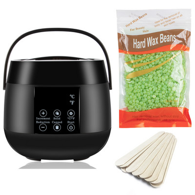 Waxing Kit Wax Warmer szőrtelenítő melegítő 100g kemény viasz babbal 10db Applikátorok Botok Paraffin Hot Wax Melegítő gép