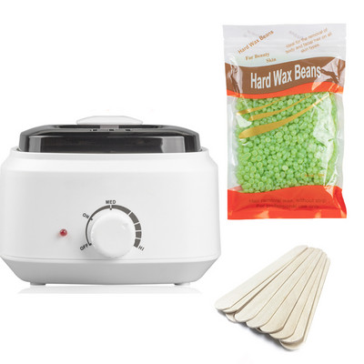 Waxing Kit Wax Warmer szőrtelenítő melegítő 100g kemény viasz babbal 10db Applikátorok Botok Paraffin Hot Wax Melegítő gép