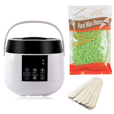 Waxing Kit Wax Warmer szőrtelenítő melegítő 100g kemény viasz babbal 10db Applikátorok Botok Paraffin Hot Wax Melegítő gép