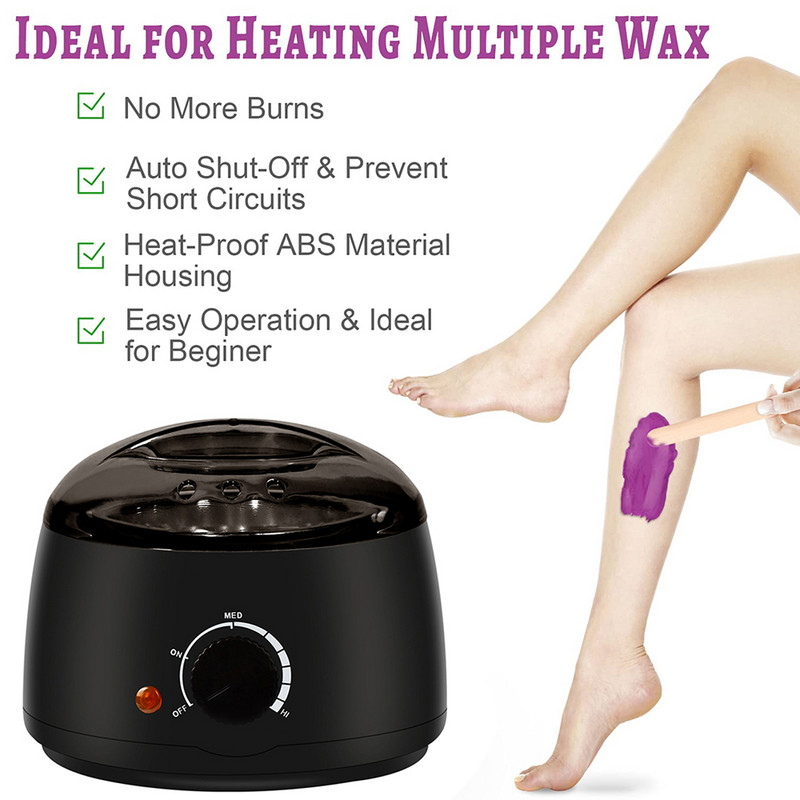 Waxing Kit Wax Warmer szőrtelenítő melegítő 100g kemény viasz babbal 10db Applikátorok Botok Paraffin Hot Wax Melegítő gép