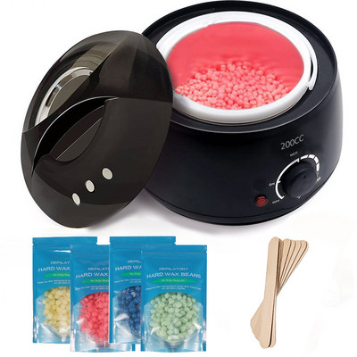200CC Wax Heater melegítő szőrtelenítő gép kéz lábhoz Body SPA epilátor paraffin viasz edény + viaszbab + fa pálcikák