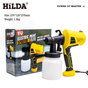 HILDA 500W/800ml Ψεκαστήρας χρωμάτων Υψηλής ισχύος HVLP Ηλεκτρικό πιστόλι ψεκασμού EU/US Plug 5 ακροφύσιο εύκολος ψεκασμός για το σπίτι DIY