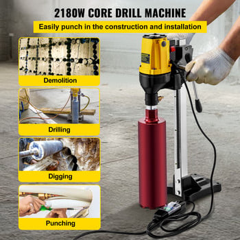 VEVOR 2180W Diamond Core Drill Rig 160mm 180mm Drill Bits Handheld/Stand Industrial Wet Electric Core Drill Machine