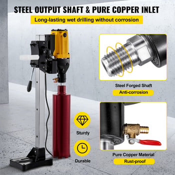 VEVOR 2180W Diamond Core Drill Rig 160mm 180mm Drill Bits Handheld/Stand Industrial Wet Electric Core Drill Machine