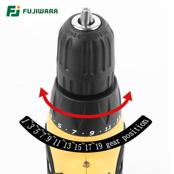 FUJIWARA 350-420W Ηλεκτρικό κατσαβίδι Ισχυρό κρουστικό δράπανο 220V-240V Βιδόκλειδο 19 ταχυτήτων ρυθμιζόμενο