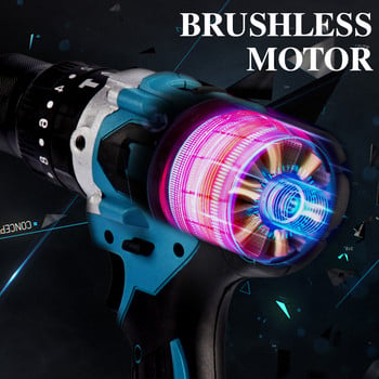 Ηλεκτρικό κρουστικό τρυπάνι Yofidra 18V 13mm 480N.M 20+3 Torque Brushless 3 σε 1 Ηλεκτρικό κατσαβίδι για μπαταρία Makita 18V