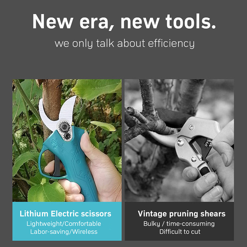 Elektrinė sodo genėjimo žirklės belaidė gyvatvorių žirklės įkraunama baterija Medžių šakų genėjimo mašina, efektyvios žirklės
