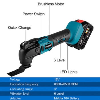 Yofidra Brushless ταλαντευόμενο πολλαπλών εργαλείων Ηλεκτρικό κουρευτικό/φτυάρι/πριονο κοπής για πολυλειτουργικό ηλεκτρικό εργαλείο Makita με μπαταρία 18V