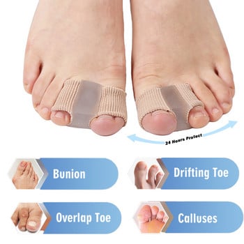 Pexmen 1/2Pcs Toe Separator Spacers 2 Loops Fabric Bunion Corrector με επένδυση gel για ανακούφιση από τον πόνο των ποδιών και επικαλυπτόμενα δάχτυλα