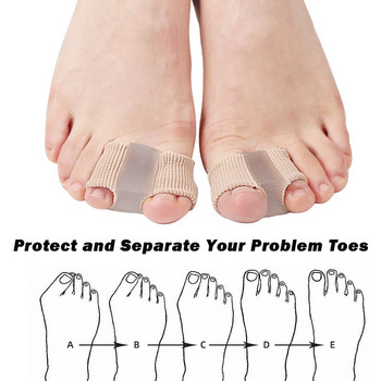 Pexmen 1/2Pcs Toe Separator Spacers 2 Loops Fabric Bunion Corrector με επένδυση gel για ανακούφιση από τον πόνο των ποδιών και επικαλυπτόμενα δάχτυλα