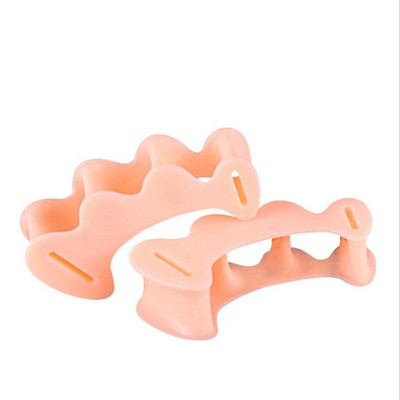 2 buc = 1 pereche Separator de degete din silicon pentru degetele de la picior Cu 3 orificii Hallux Valgus Distanțieri ortopedici Îngrijirea bunionului Corrector de picior cu ciocan suprapus