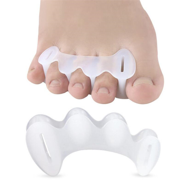 2 buc = 1 pereche Separator de degete din silicon pentru degetele de la picior Cu 3 orificii Hallux Valgus Distanțieri ortopedici Îngrijirea bunionului Corrector de picior cu ciocan suprapus