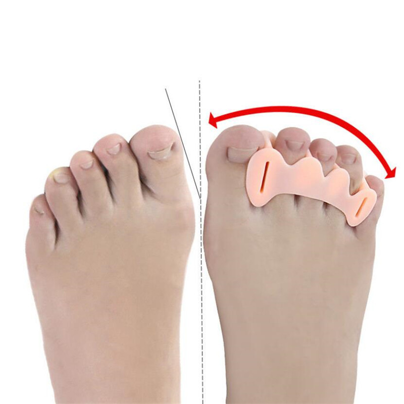 2 buc = 1 pereche Separator de degete din silicon pentru degetele de la picior Cu 3 orificii Hallux Valgus Distanțieri ortopedici Îngrijirea bunionului Corrector de picior cu ciocan suprapus
