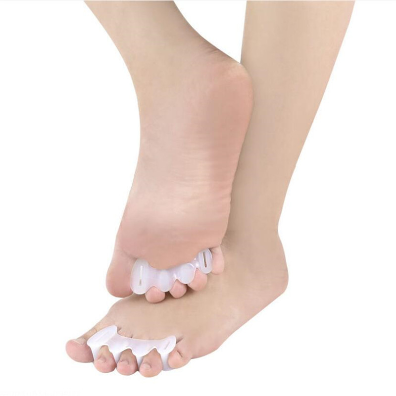 2 buc = 1 pereche Separator de degete din silicon pentru degetele de la picior Cu 3 orificii Hallux Valgus Distanțieri ortopedici Îngrijirea bunionului Corrector de picior cu ciocan suprapus