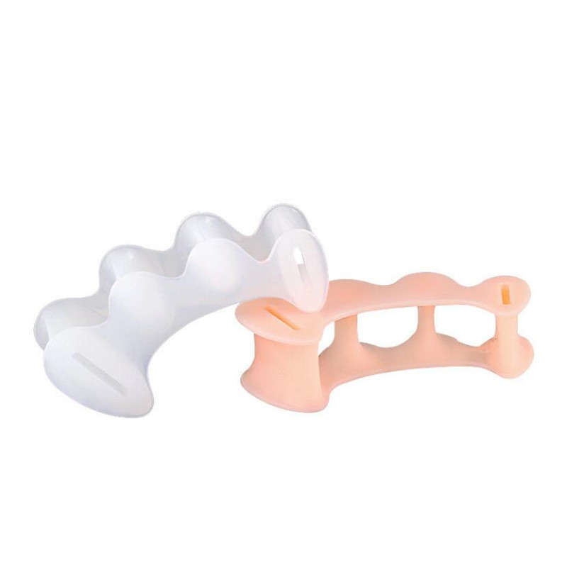 2 buc = 1 pereche Separator de degete din silicon pentru degetele de la picior Cu 3 orificii Hallux Valgus Distanțieri ortopedici Îngrijirea bunionului Corrector de picior cu ciocan suprapus
