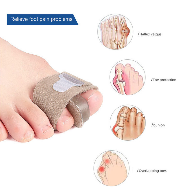 2 skylučių pirštų rankovių korektorius Kojos pirštų skyriklis Audinio kojos korektorius su geliniu pamušalu, skirtas skausmui malšinti ir persidengiančiam pirštui