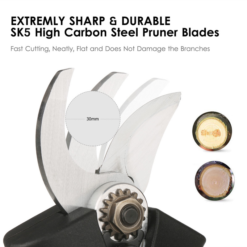 Foarfece electrice de tundere 21 V fără perii fără fir Pachet de 2 mașini de tuns pentru grădină reîncărcabile de rezervă 2,0 A cu baterie de litiu