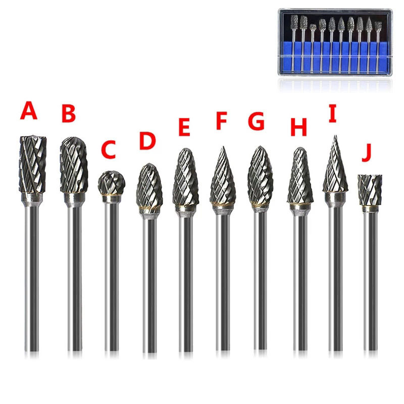 Фрезови фрези от волфрамов карбид Burr Ротационни инструменти Ротационна резба Издълбан нож Инструмент за рязане Гравиране на дървообработка за Dremel
