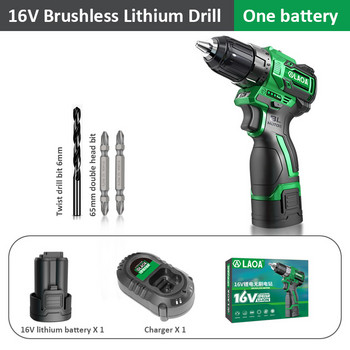 Τρυπάνι μπαταρίας LAOA 16V Brushless Electric Screwdriver Mini Wireless Power Driver DC Lithium-ion Battery Power Tools Drills