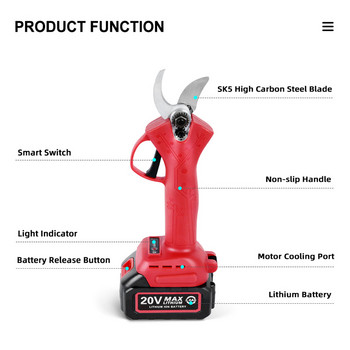 VVOSAI MT-Series 20V Brushless Kruner Lithium-ion Prining Shear Efficient Fruit Tree Bonsai Pruning Electric Tree Branches Tools