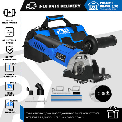 Μίνι κυκλικό πριόνι 120V/230V 500W Βυθισμένη τροχιά κοπής ξύλου Κόφτης μεταλλικών πλακιδίων ξύλου 3 λεπίδων Ηλεκτρικό πριόνι Ηλεκτρικό Εργαλείο από την PROSTORMER