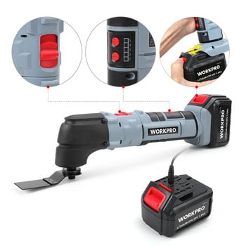 WORKPRO Electric Multifunction Oscillating Tool Kit Πολυεργαλεία ταλαντευόμενα εργαλεία λιθίου-ιόντων Ηλεκτρικό πριόνι κοπής