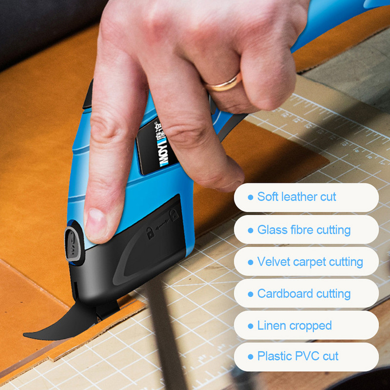 Foarfece electrice reîncărcabile de 3,6 V Cutter cu baterii fără fir cu lame duble Covor de pânză portabil Instrumente de tăiat piele PVC