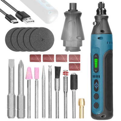 Set de șurubelnițe electrice fără fir pentru unealtă electrică multifuncțională 2 bucăți de șofer 7 buc set de șuruburi de șlefuit cu lumină LED