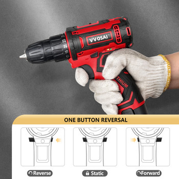 VVOSAI MT-Series 12V Cordless Drill Ηλεκτρικό κατσαβίδι Επαναφορτιζόμενο πρόγραμμα οδήγησης DC Lithium-Ion Charged Ηλεκτρικά εργαλεία 2 ταχυτήτων