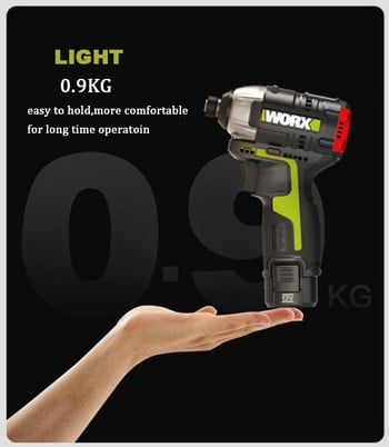 WORX WU132 κινητήρας χωρίς ψήκτρες 140N.m Cordless Impact driver12V Μπαταρία κορυφαίας ποιότητας Electric Impact Driver-power tool gardenHome