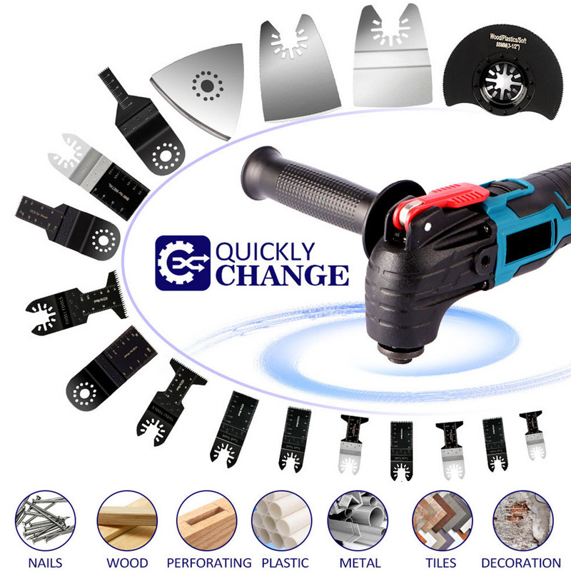 Instrument multifuncțional oscilant fără fir Trimmer electric cu ferăstrău de tuns Mașină de tăiat cu lopată Instrument pentru prelucrarea lemnului pentru Makita 18V