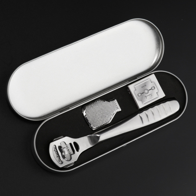 Lábkemény borotva sarok kemény bőr eltávolító kéz láb pedikűr borotva szerszám Borotvák rozsdamentes acél nyél 10 penge Lábápoló eszközök