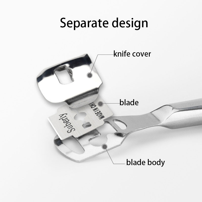 Lábkemény borotva sarok kemény bőr eltávolító kéz láb pedikűr borotva szerszám Borotvák rozsdamentes acél nyél 10 penge Lábápoló eszközök