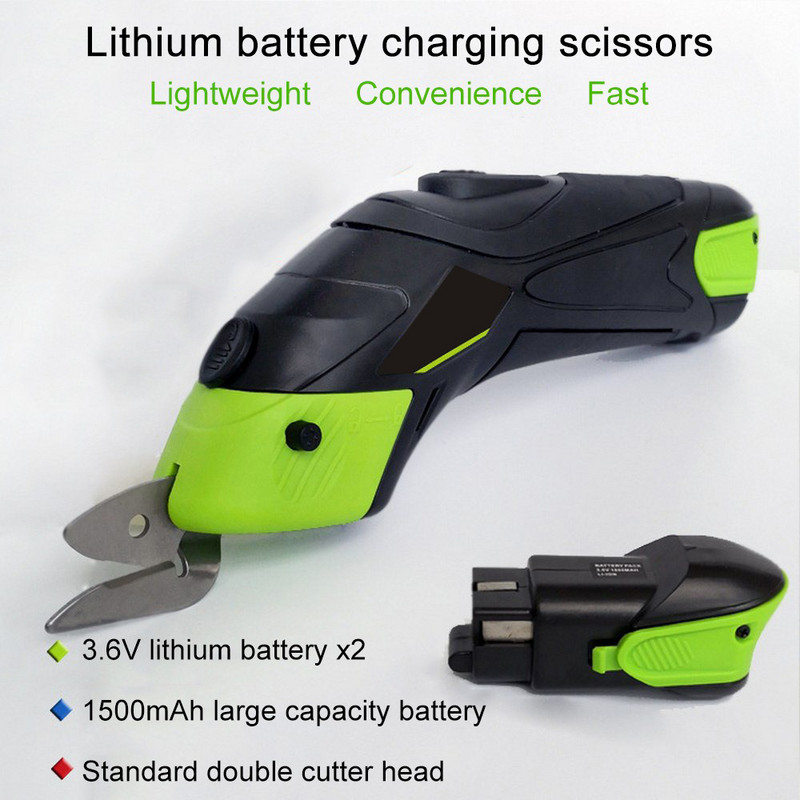 Belaidės elektrinės žirklės Audinys Oda Audinys Siuvimo Peilis Siuvimo Žirklės Daugiafunkcis rankinis su 2 baterijomis