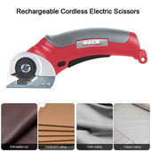 20 mm belaidės elektrinės žirklės rankinės daugiafunkcinės USB elektrinės pjovimo staklės, skirtos namų audiniams / odai / audiniams siūti