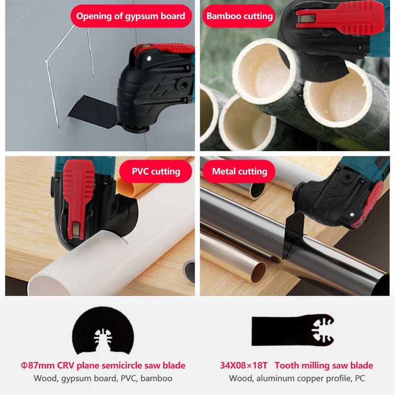 Pagrindinis „Pasidaryk pats“ įkraunamas medžio apdirbimo įrankis Elektrinis žoliapjovės pjūklas Akumuliatorinis Galingas svyruojantis daugiafunkcis įrankis 21V Makita akumuliatoriui