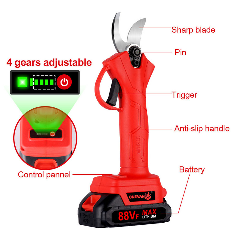 Foarfecă de tăiere electrică fără perii de 1000 W, fără perii, cu 4 viteze, instrument de tăiere a ramurilor, instrument de amenajare a teritoriului pentru baterie Makita 18v