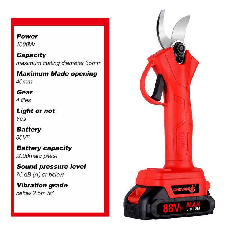 Foarfecă de tăiere electrică fără perii de 1000 W, fără perii, cu 4 viteze, instrument de tăiere a ramurilor, instrument de amenajare a teritoriului pentru baterie Makita 18v