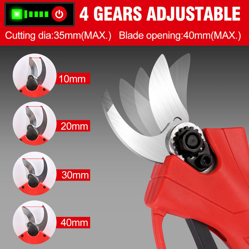 Foarfecă de tăiere electrică fără perii de 1000 W, fără perii, cu 4 viteze, instrument de tăiere a ramurilor, instrument de amenajare a teritoriului pentru baterie Makita 18v